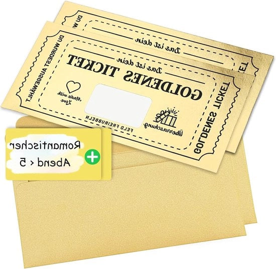 Set di biglietto di buona sorte in oro - 2 pezzi - Etichette adesive - Carta di auguri per compleanno e biglietto di viaggio per amica