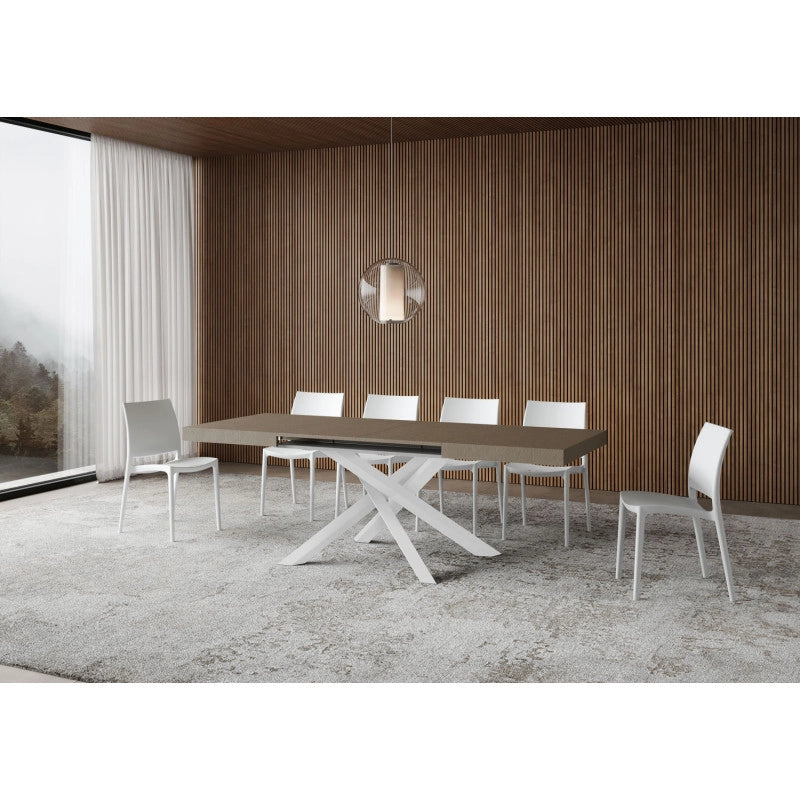 Tavolo allungabile 120/224x90 cm Volantis telaio Bianche - Tortora