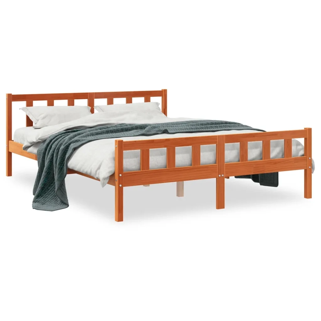 Giroletto con Testiera Marrone Cera 150x200 cm Massello Pinocod mxl 111132