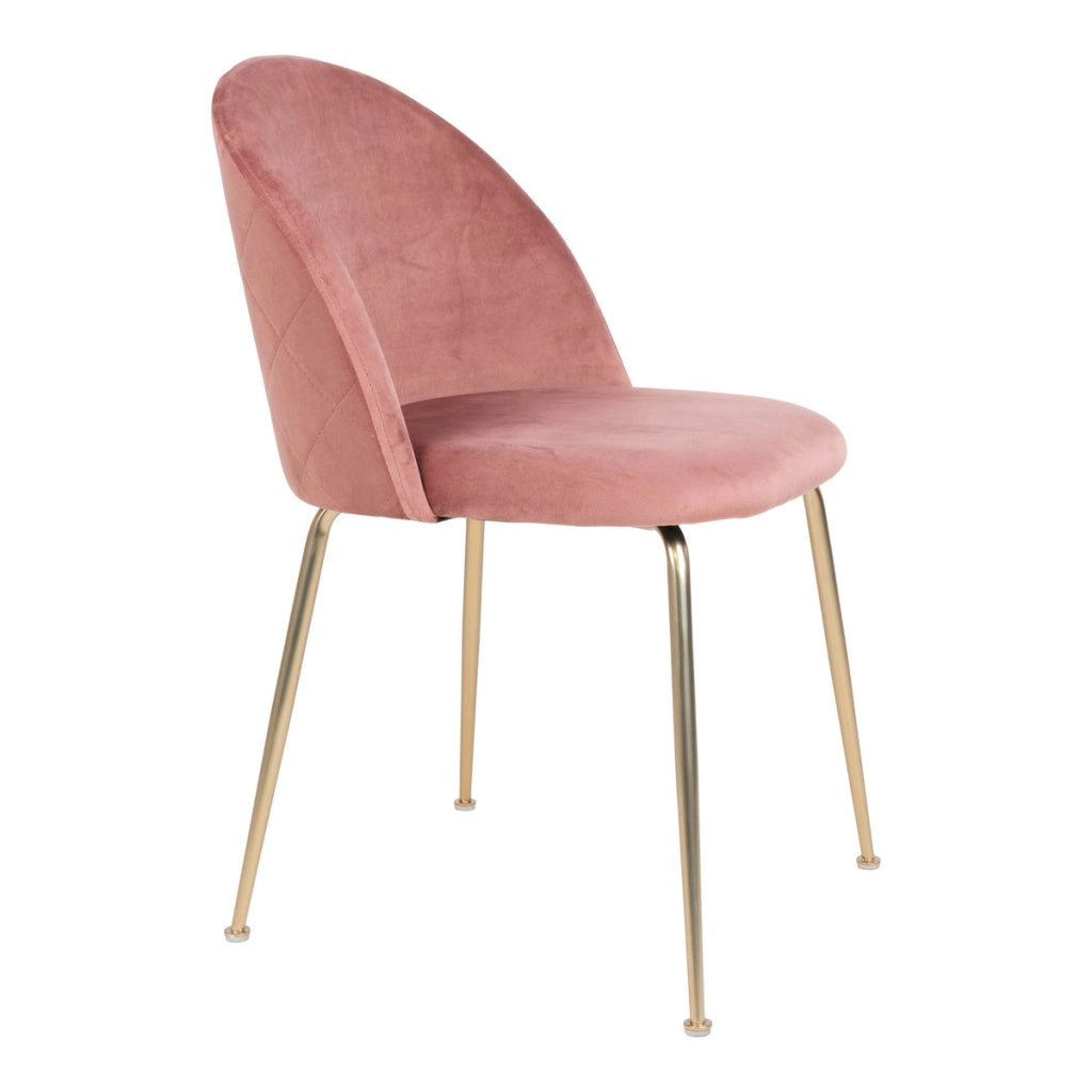 Set di 2 Sedie Geneve, Rosa, Velluto, 56x51x76 cm