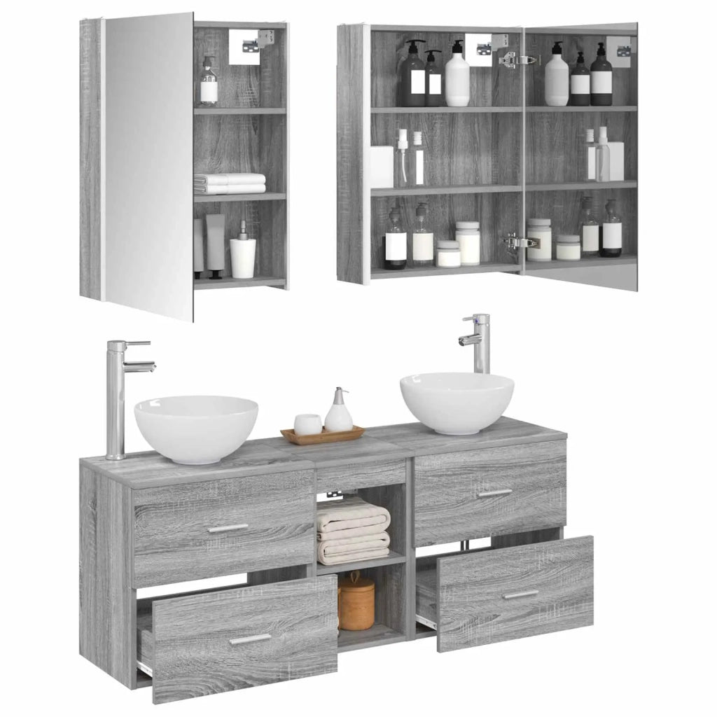 Set di Armadi da Bagno 5 pcs Sonoma grigio Legno ingegnerizzato 3406692