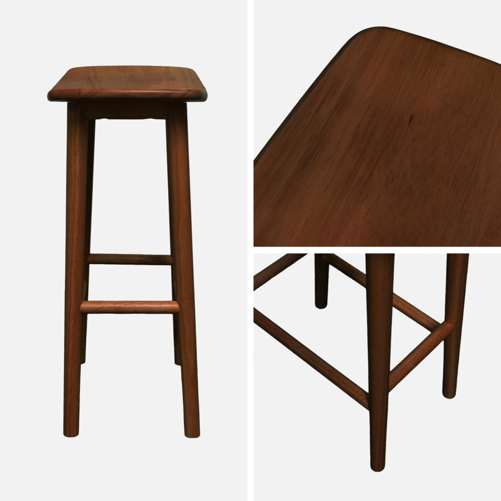 Set di 2 sgabelli da bar vintage in legno di hevea , noce