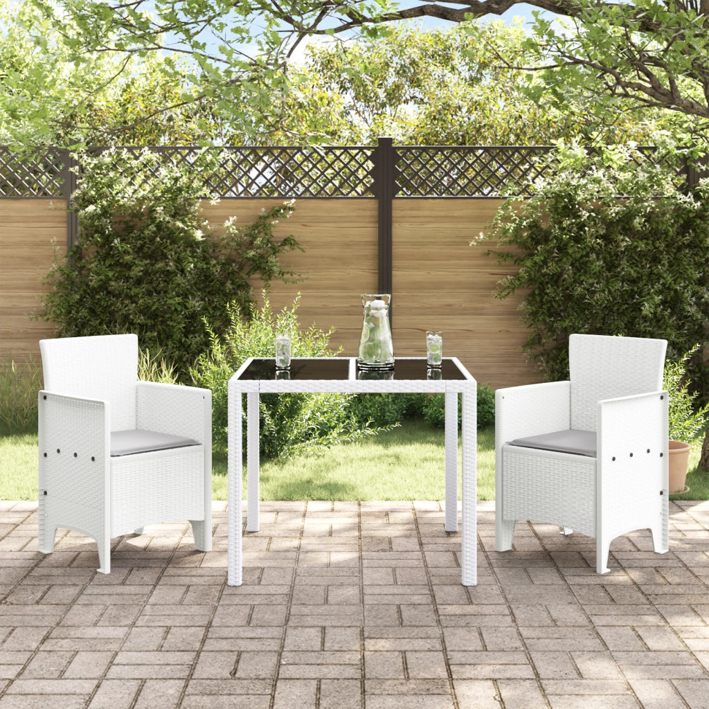 Sedie da giardino con cuscini 2 pz Bianco Polyrattan