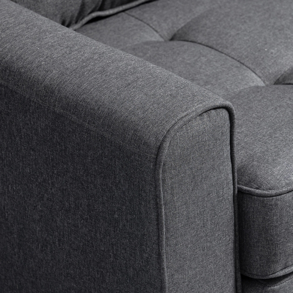 Divano Letto 151x75x85 cm 2 Posti con Imbottitura e Molle in Tessuto Grigio