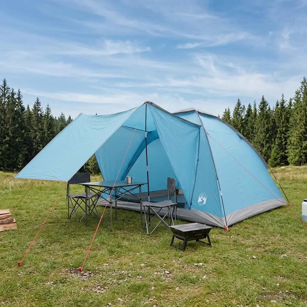 Tenda da campeggio con tetto Blu 4 persone Poliestere e Acciaio 42028648
