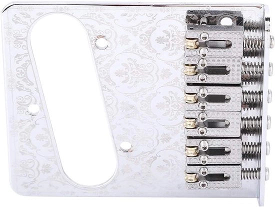 Ponte metallico per chitarra TL, piatto di ponte Telecaster con gommini in cromo.