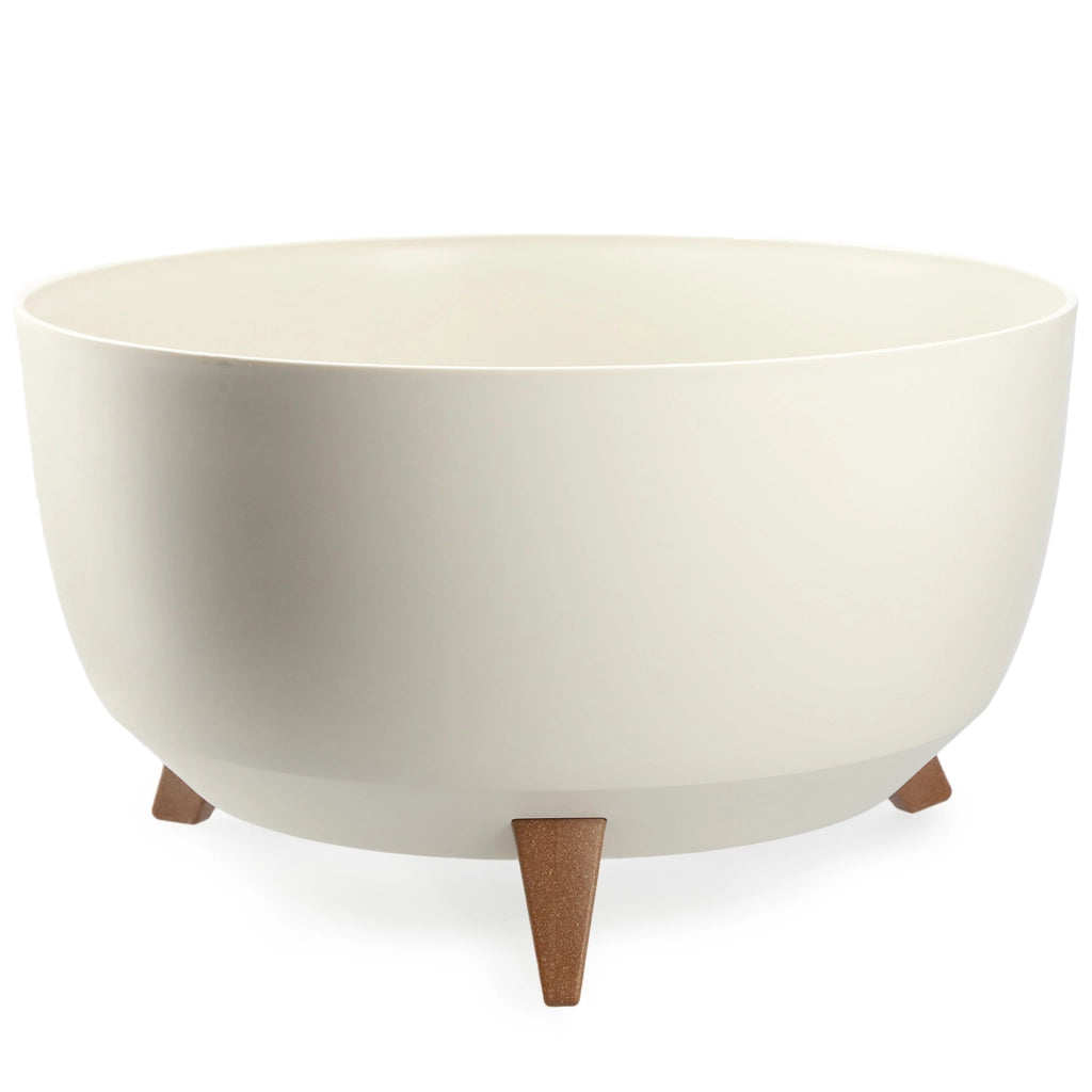 Vaso da fiori KADAX, fioriera, coperchio, gambe, inserto, supporto per fiori, 47 cm, bianco, ciotola rotonda