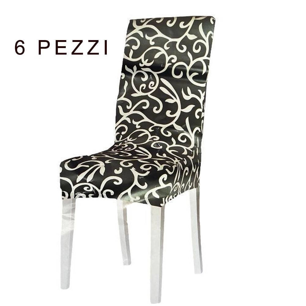 Trade Shop - Set 2 Pz Coprisedia Copertura Spalliera Elasticizzati Con Ghirigori Vari Colori -