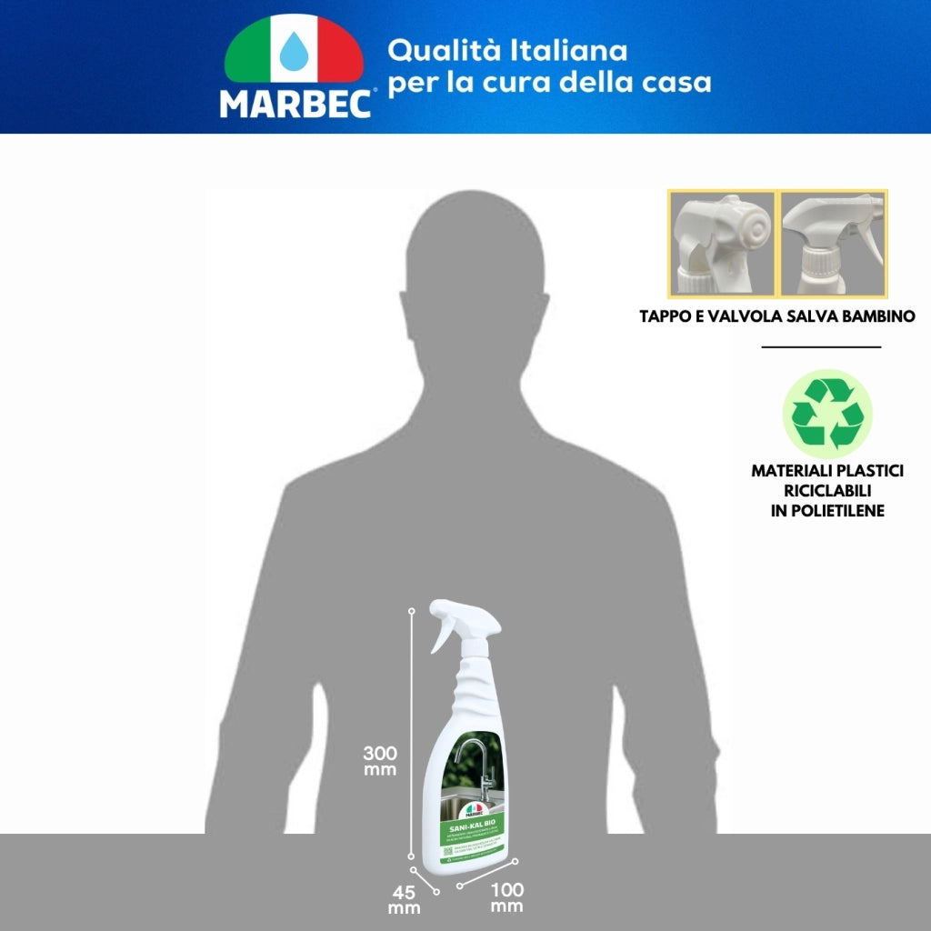 Detergente anticalcare delicato, pulizia efficace e brillantezza duratura Marbec SANI-KAL BIO - 750ML