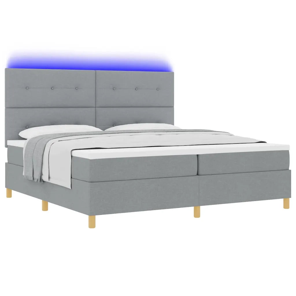 Letto a Sorgente LED Grigio chiaro 200 x 200 cm Tessuto 3343124