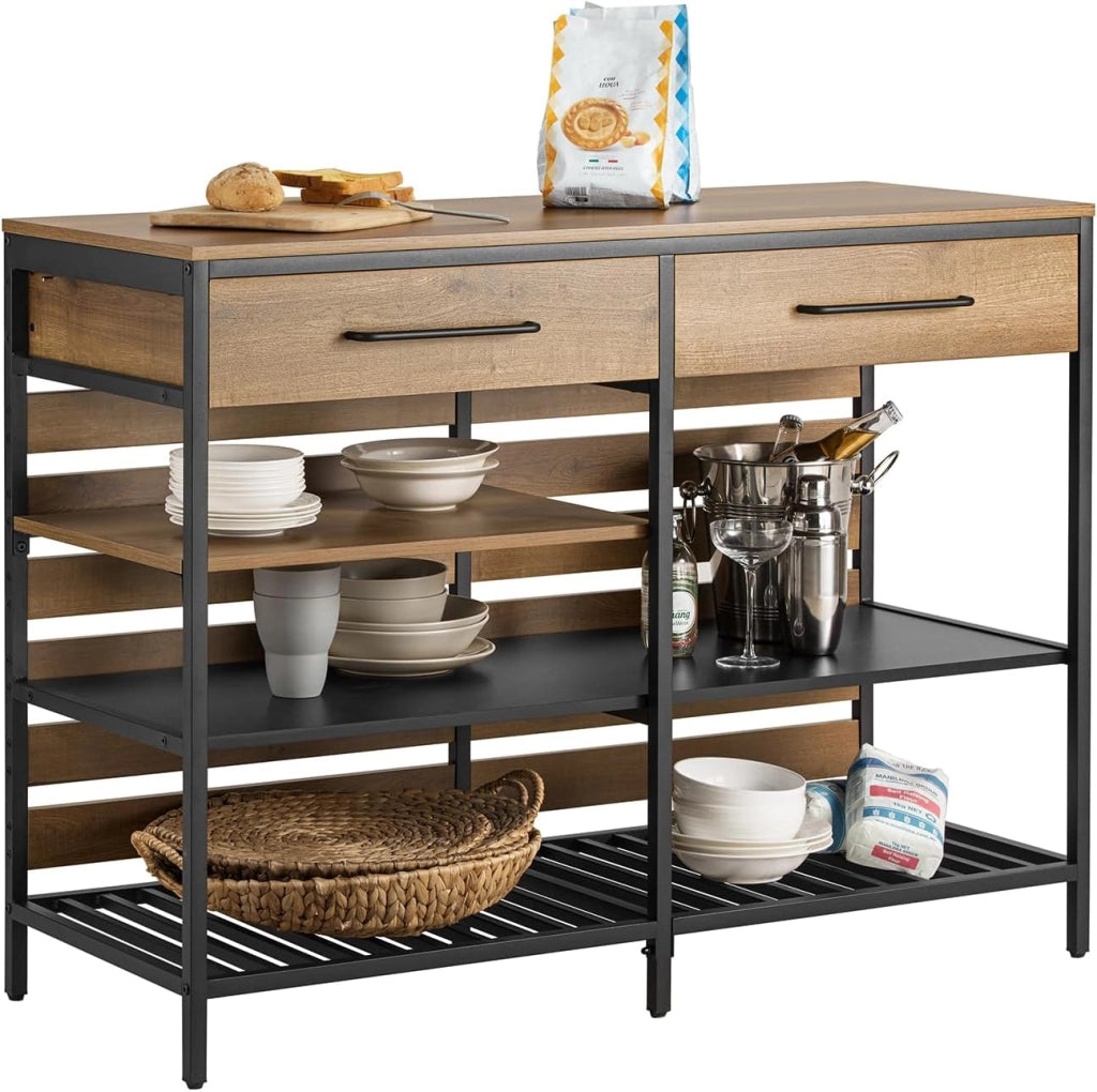 Carrello da cucina con cassa contenitore rimovibile, carrello su ruote/serving cart/bar cart stile vintage, LxAxP ca. 60×90×45 cm FKW118-PF