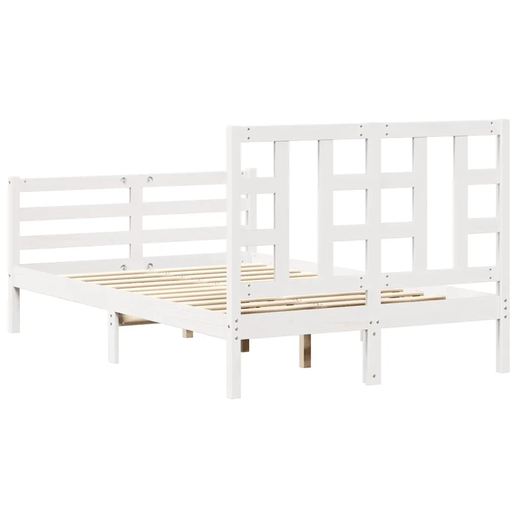 Giroletto con Testiera-Struttura Letto con testiera Bianco 120x200 cm in Legno Massello 656461