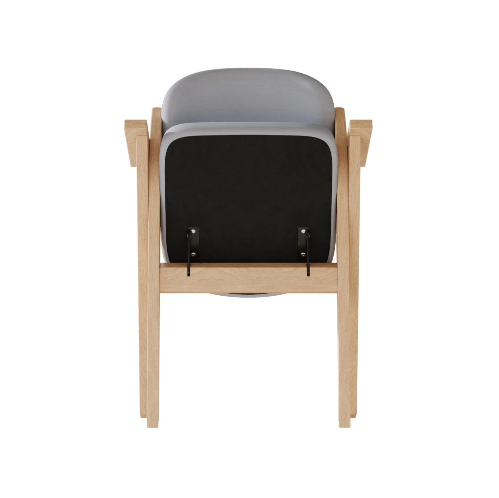 Set di 2 sedie pieghevoli con braccioli in legno e lino grigio