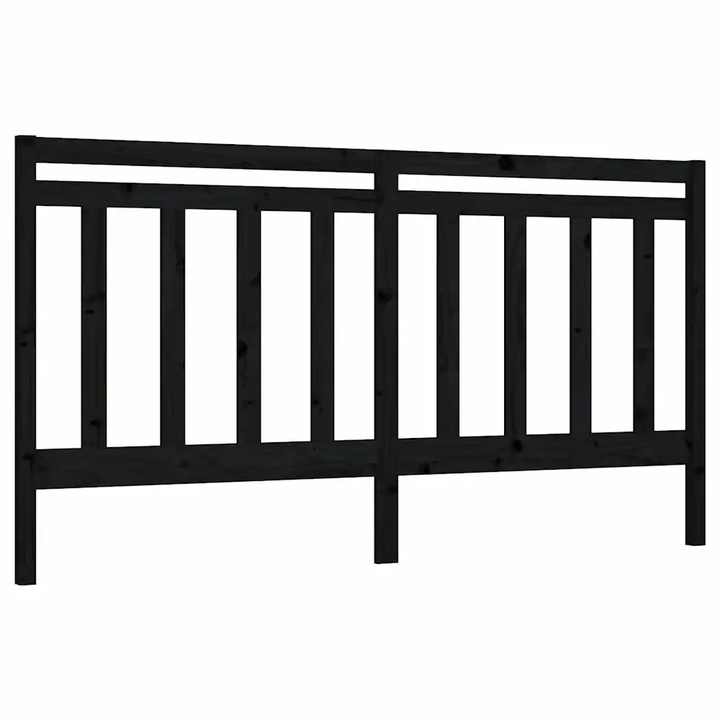 Testiera | Testata per Letto Nera 206x4x100 cm in Legno Massello di Pino