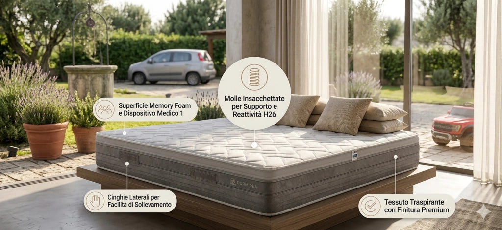 Materasso Memory e Molle Singolo 90x200 cm H26 Dispositivo Medico 1 Dormidea Eternity