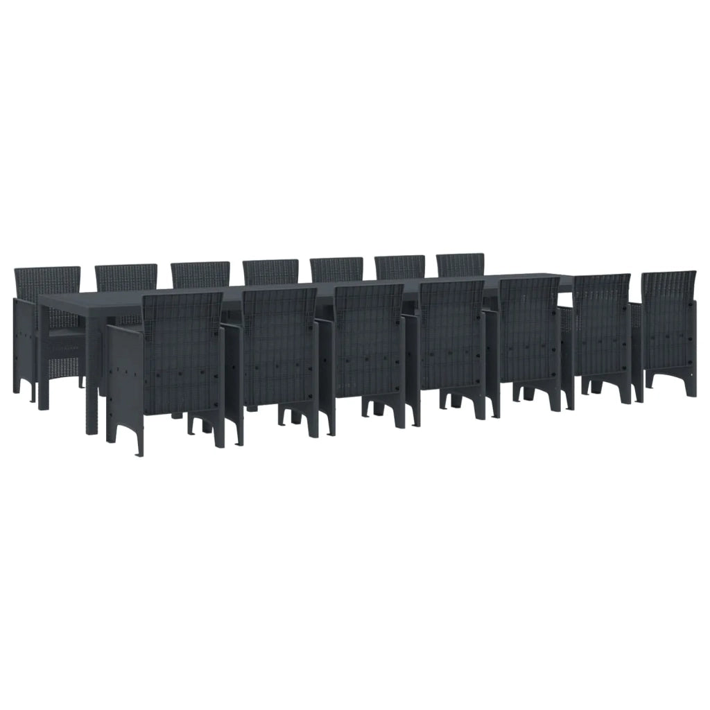 Set da pranzo da giardino con cuscini 15 pcs Antracite PP