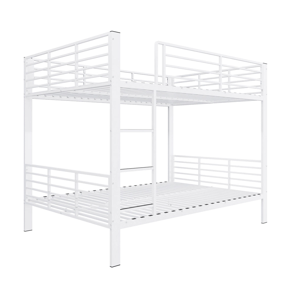 Letto a castello in metallo 140x200 cm; bianco opaco; con sponda di sicurezza