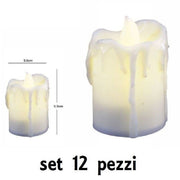 Trade Shop - Set 12 Pz Candele Led Lumini Con Goccia A Batteria Luce Decorazione Tealight -