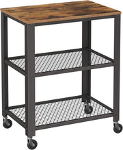 Carrello di servizio industriale a 3 livelli con ruote - Carrello cucina in legno e metallo
