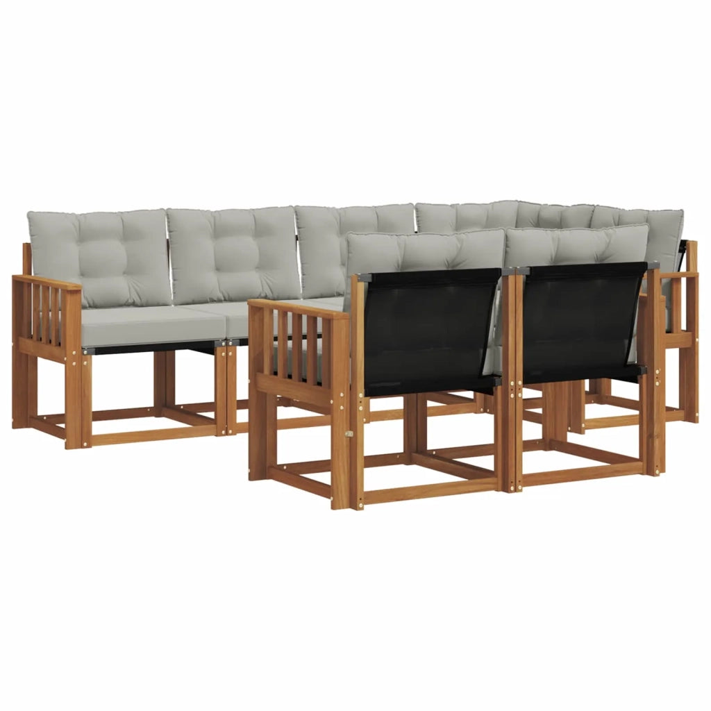 Set di divani da esterno 7 pcs Grigio Naturale e Chiaro