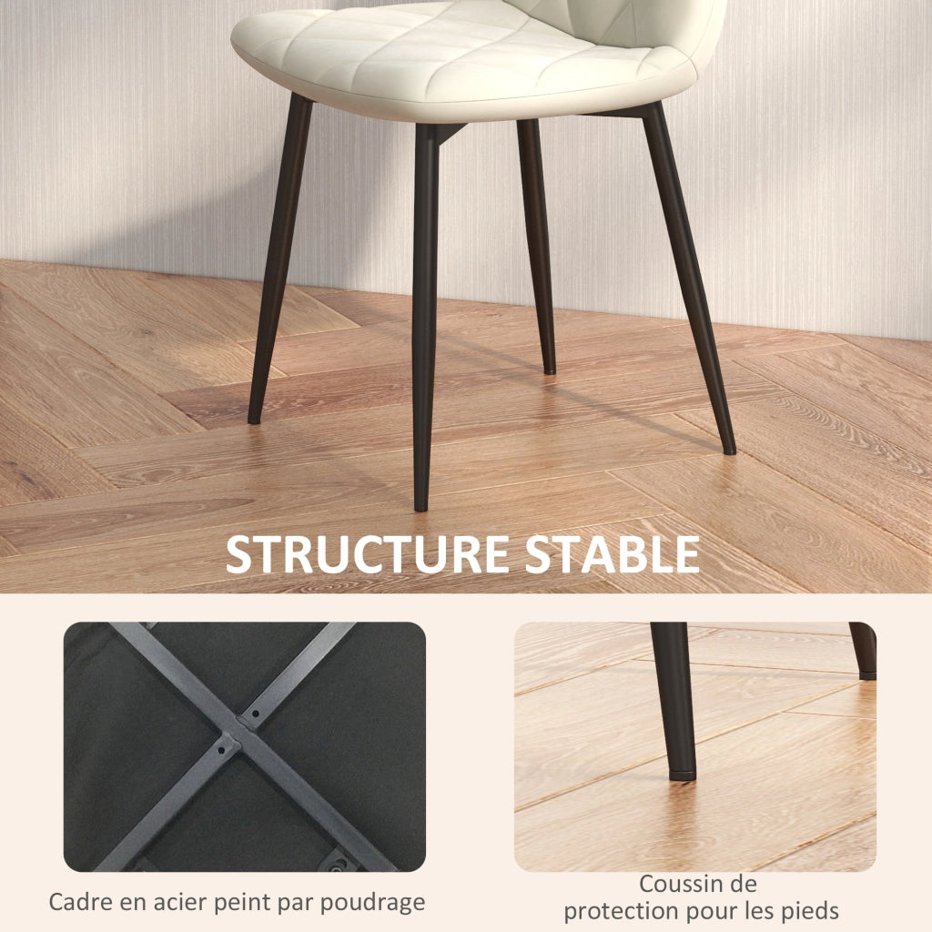 Sedia da Pranzo Imbottita con Schienale Alto ¨C Zephmum ¨C Tessuto Velluto Crema
