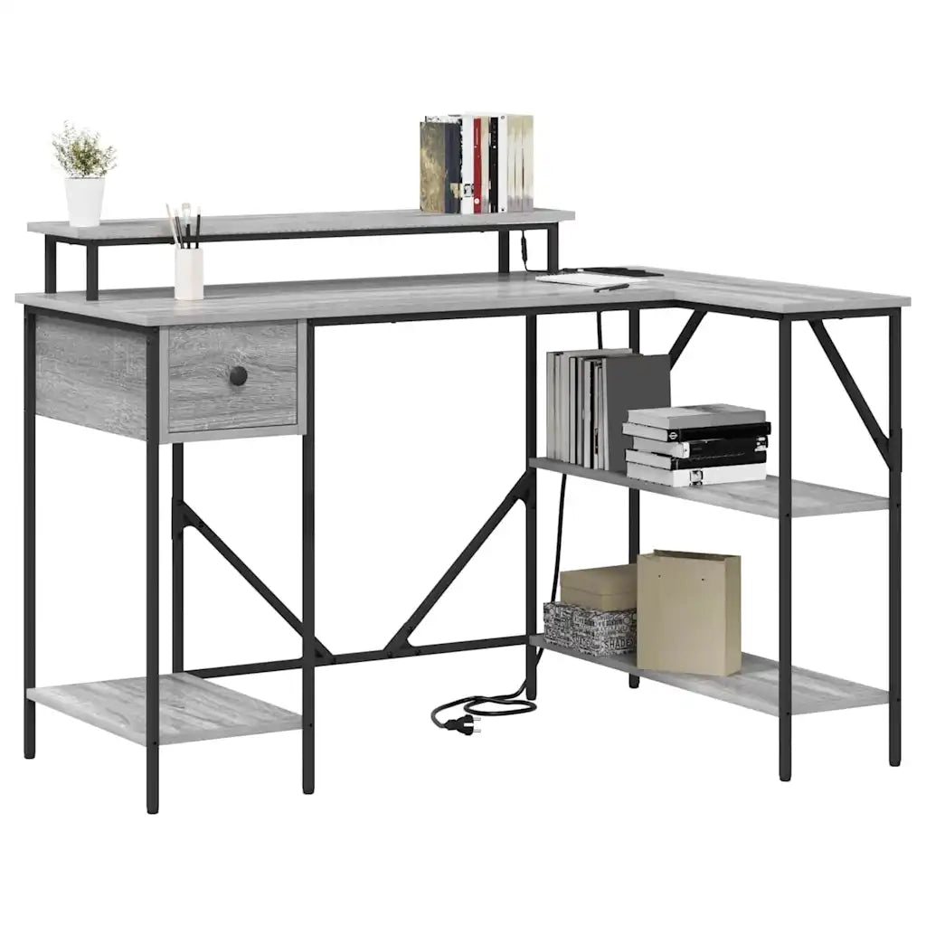 vidaXL Scrivania Grigio sonoma 120 x 79 x 86.5 cm Legno multistrato