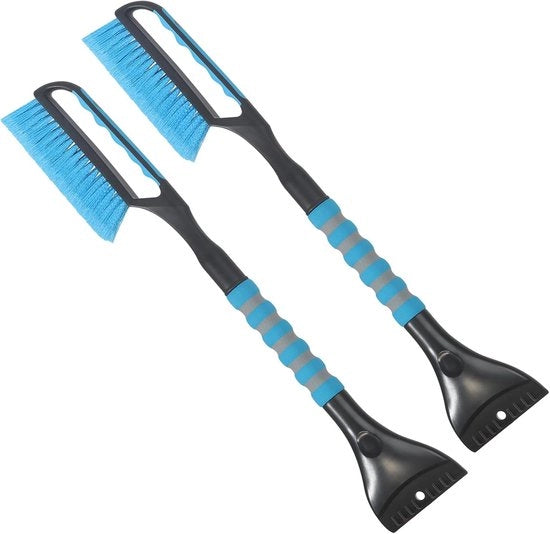 Set di pulizia per vetri, 26,4 pollici per auto, SUV e camion, 2-in-1 set di raschietto e spazzola, accessori invernali per auto (2-pack blu)
