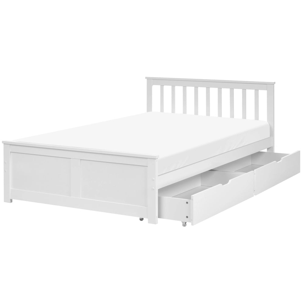 Letto con rete bianca in MDF di pino, con 2 cassetti, testiera minimalista, 120 x 200 cm