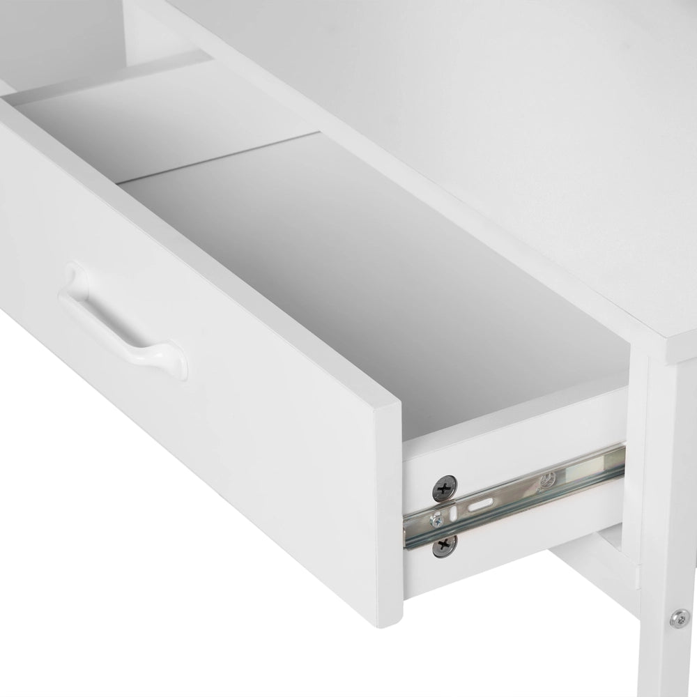 Scrivania da ufficio MDF bianco e gambe in metallo 110 x 50 cm Cassetto Ripiano aperto Scandinavo