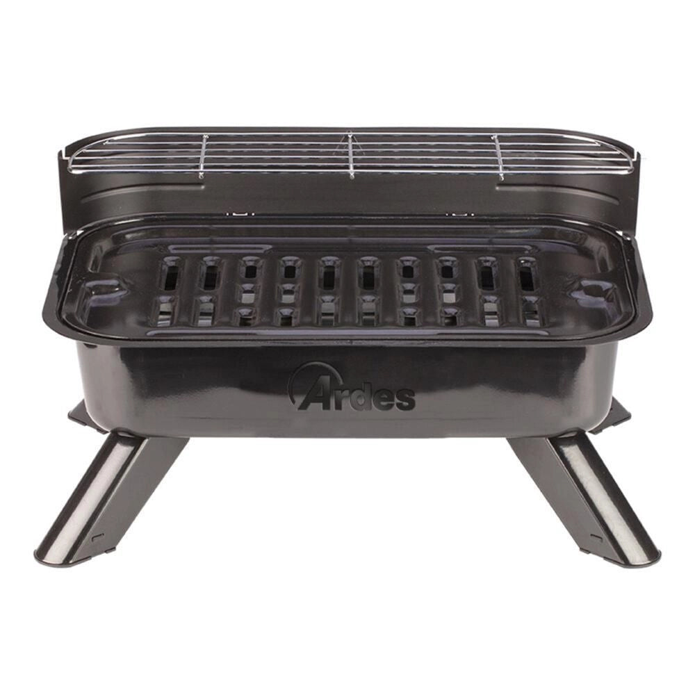 Ardes ARBBQ01 Barbecue Elettrico da Tavolo 2000 W Griglia Smaltata 44x29 cm con Griglia Superiore e Vaschetta Raccogli Grasso colore Nero