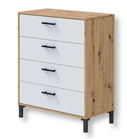 Cassettiera 4 Cassetti Rovere Nodi e Bianco Artik – 78x40x94h cm