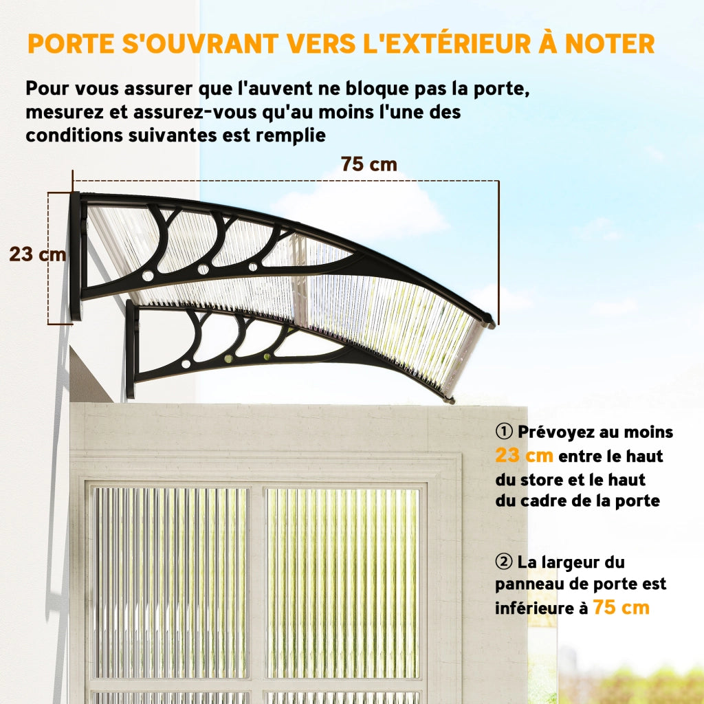 Copertura per Porta d'Ingresso in Policarbonato e Alluminio ¨C zephmum ¨C 100x75 cm Trasparente