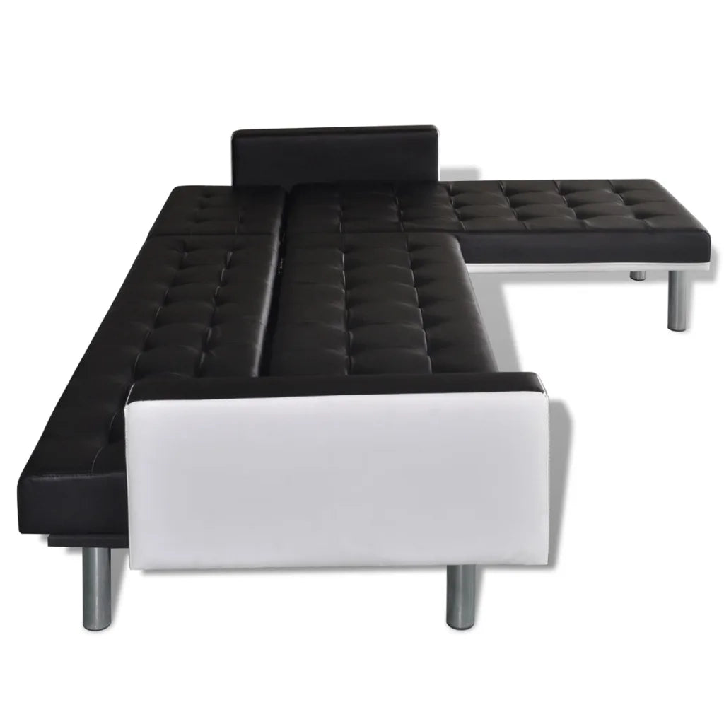 Divano Letto a L in Similpelle Nero 244328