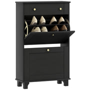 Scarpiera con cassetti e ripiano regolabile ¨C zephmum ¨C nero 60x23.5x98.5 cm