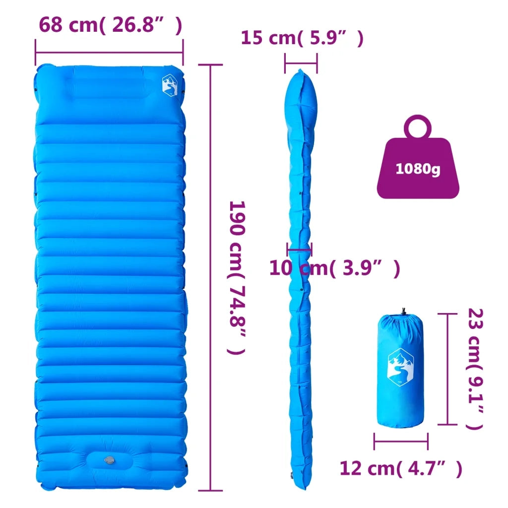 Materasso da Campeggio Autogonfiabile con Cuscini 1 Persona Blu CFW4316003