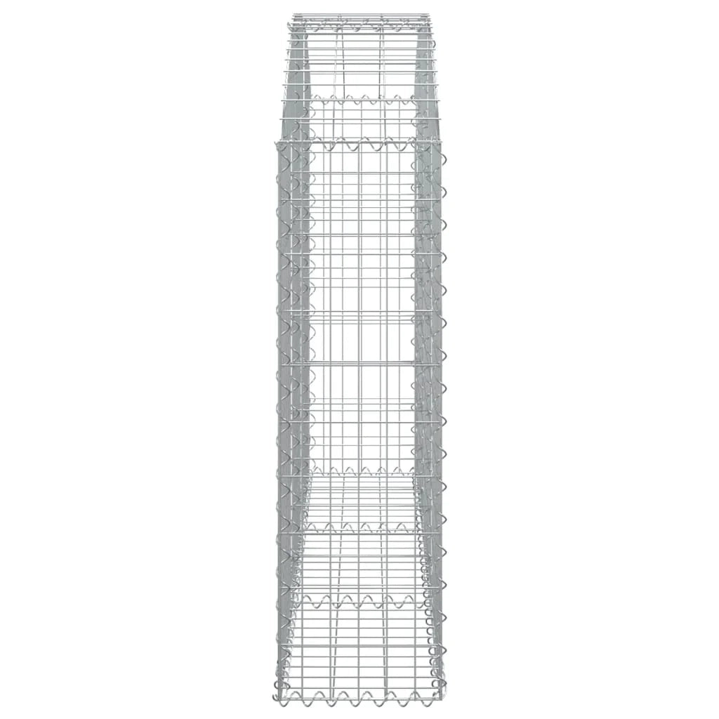 Cesto gabbione recinzione a gabbia muro di contenimento ad arco 150 x 30 x 100/120 cm ferro zincato argento 02_0039970