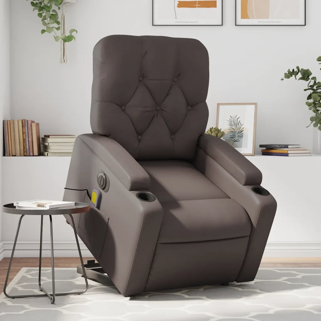 Poltrona Alzapersona Elettrica Reclinabile Marrone Similpelle 3204795
