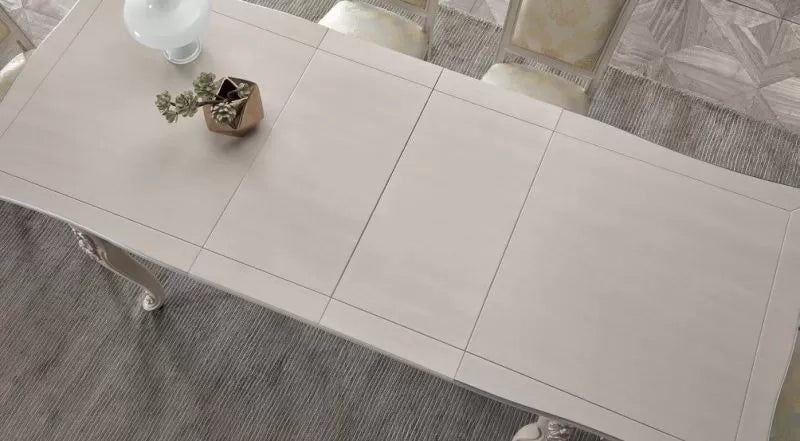 Soggiorno completo in legno shabby bianco anticato argento/oro - Mobili 2G