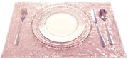 Set di tovagliette da tavola da 2 - Tovaglietta liscia con pailletten - Resistente al calore - Lavabile - 30 x 45 cm - Adatto per uso interno/esterno - Tovaglietta da tavola