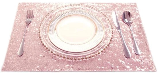 Set di tovagliette da tavola da 2 - Tovaglietta liscia con pailletten - Resistente al calore - Lavabile - 30 x 45 cm - Adatto per uso interno/esterno - Tovaglietta da tavola