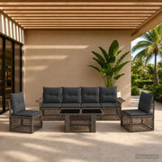 Set Divano da Giardino 7 pz Grigio e Grigio Scuro polyrattan 3436619