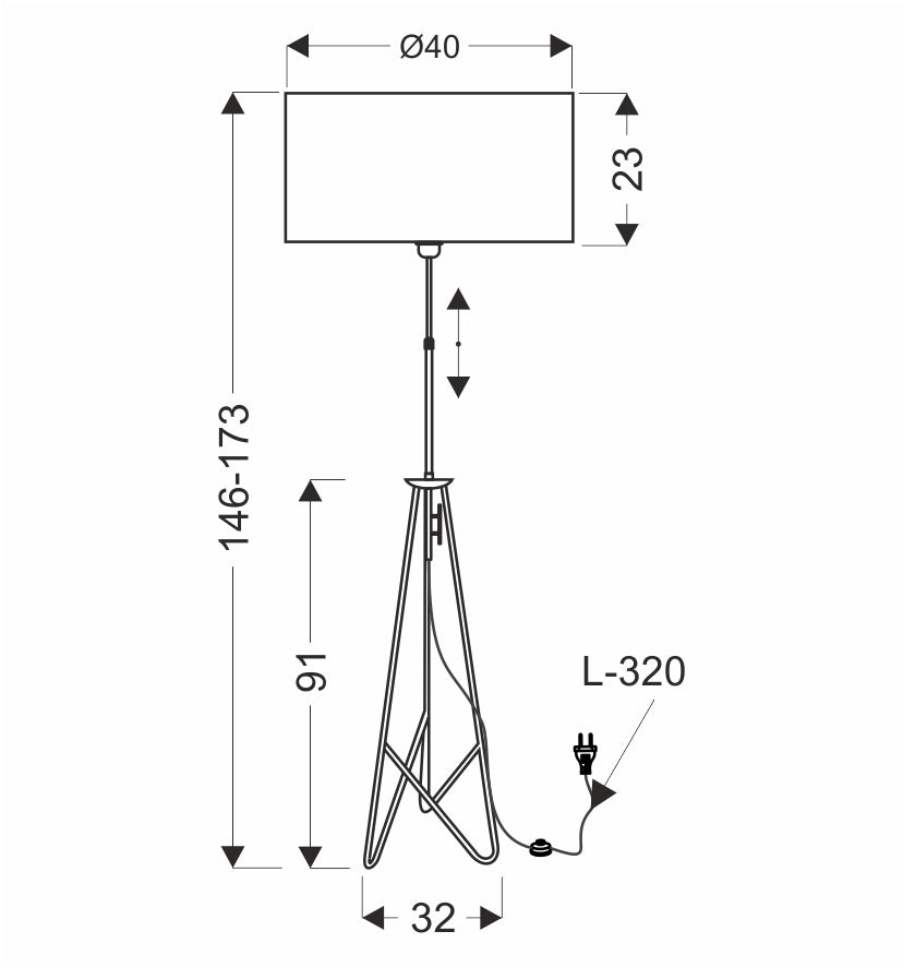 Lampada da terra Float 1xE27 nera marrone Candellux