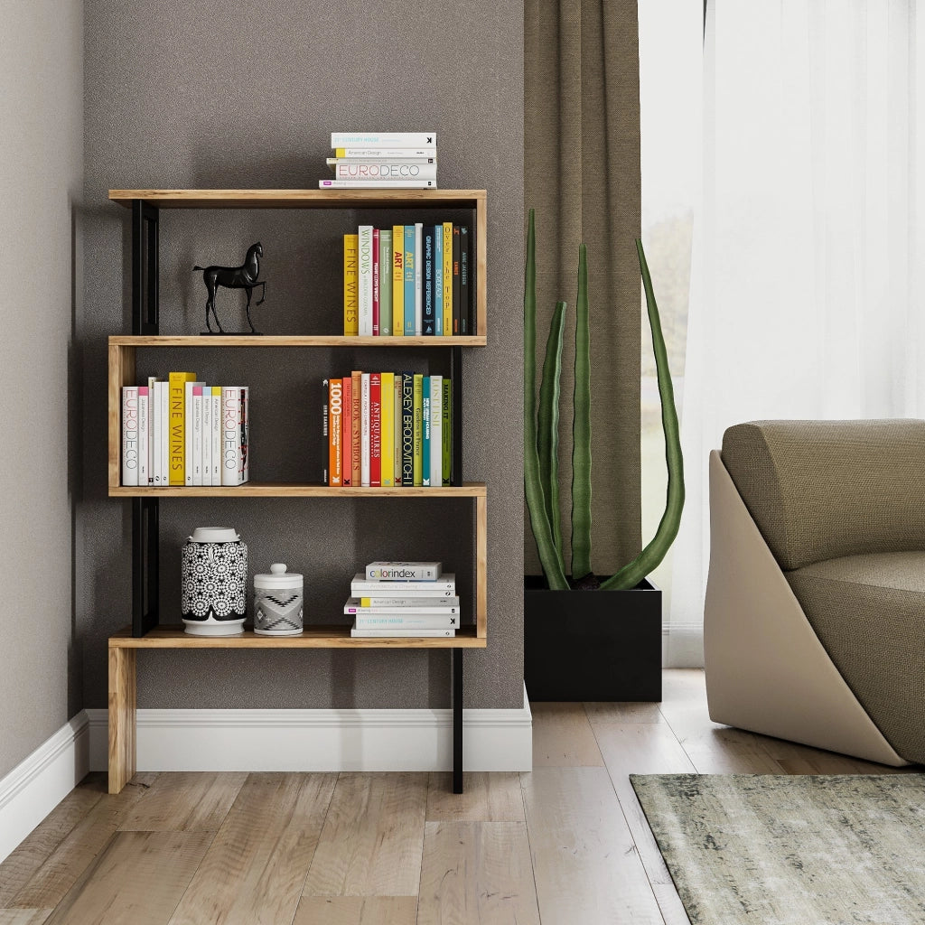 Libreria in legno "Ceylon" - 80 x 22 x 128 cm - Noce