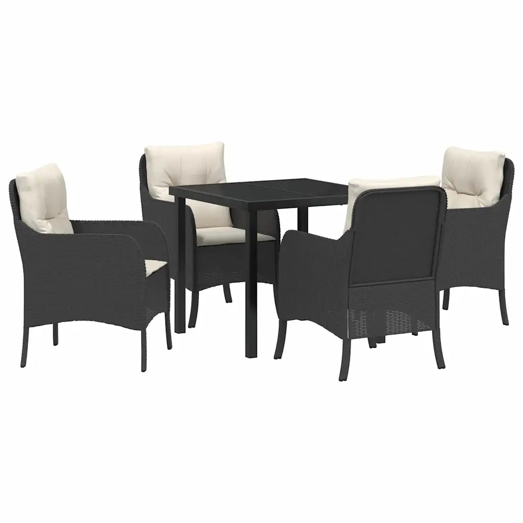 Set da Pranzo per Giardino con cuscino 5 pcs Nero polyrattan 3380142