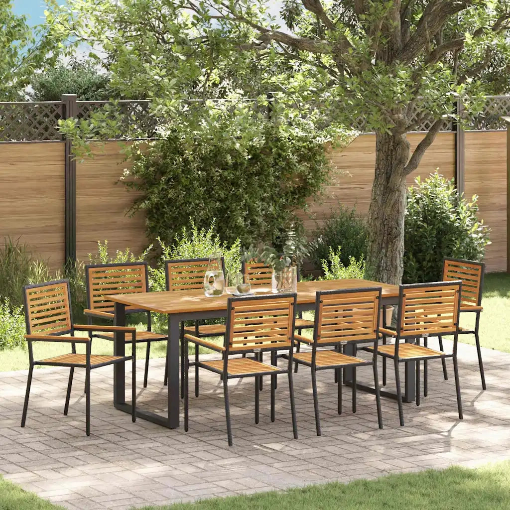 Set da Pranzo per Giardino 9 pcs Nero Legno di Acacia Massello 3365469