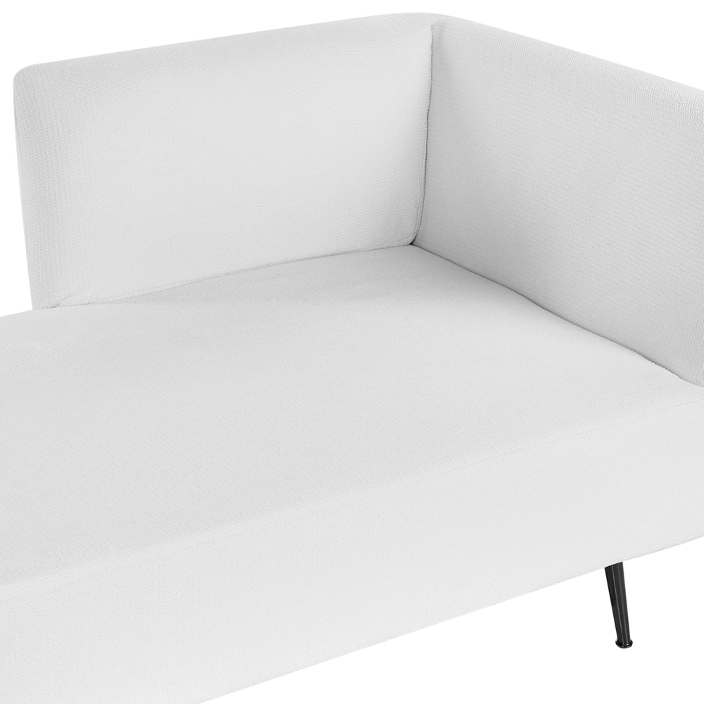 Chaise Lounge Bianco Destra in tessuto poliestere con cuscini decorativi Gambe in metallo Soggiorno di design moderno