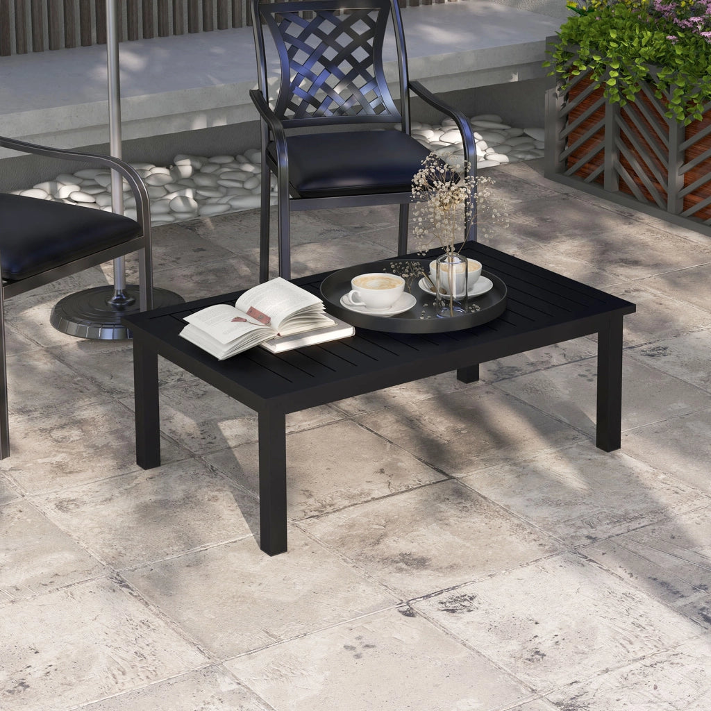 Tavolino rettangolare in alluminio per interno ed esterno ¨C zephmum ¨C nero 100x60x37 cm
