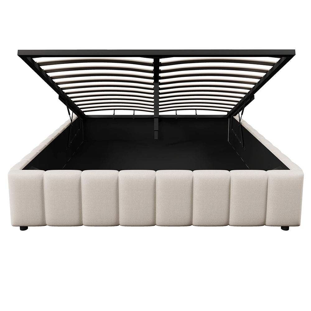 Letto matrimoniale-Xylo-140x200 cm-idraulico, senza testiera, beige