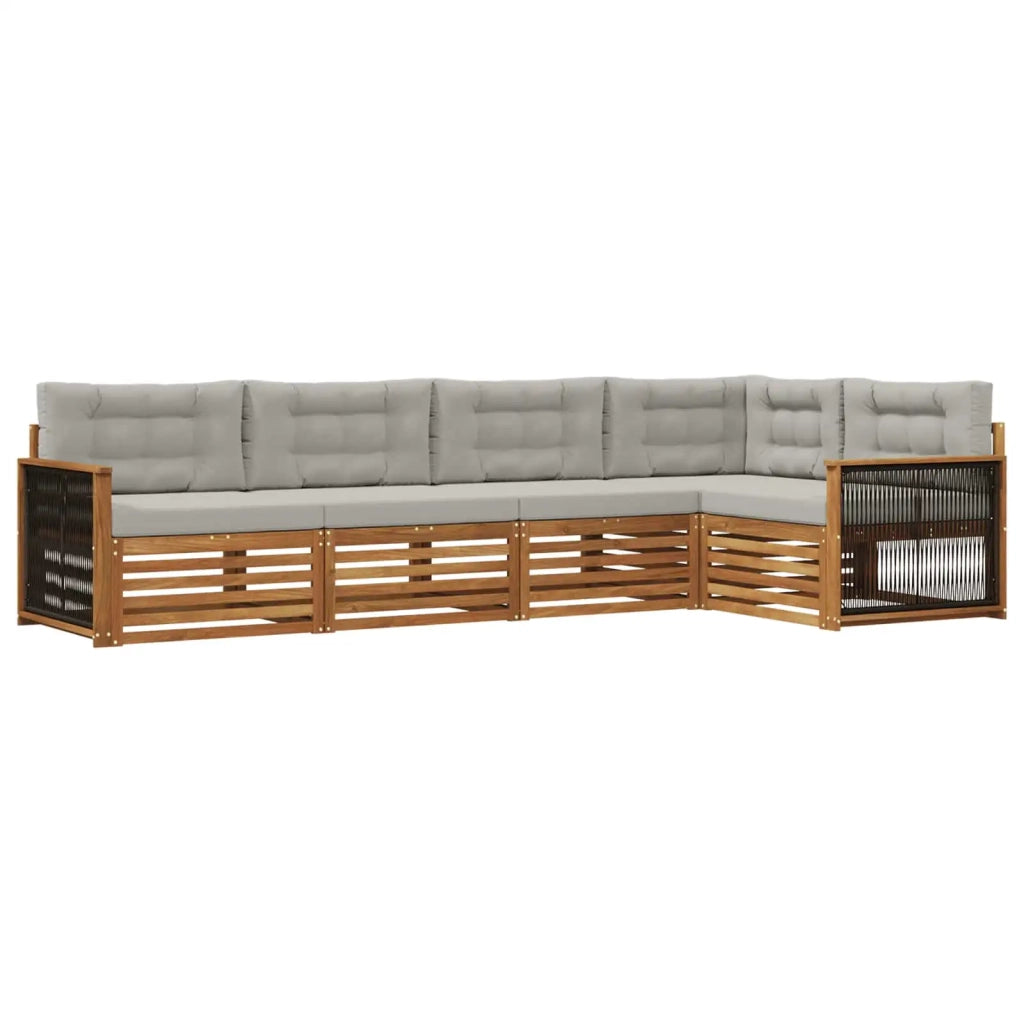 Set di divani da esterno 5 pz Naturale e Grigio Chiaro 3383354