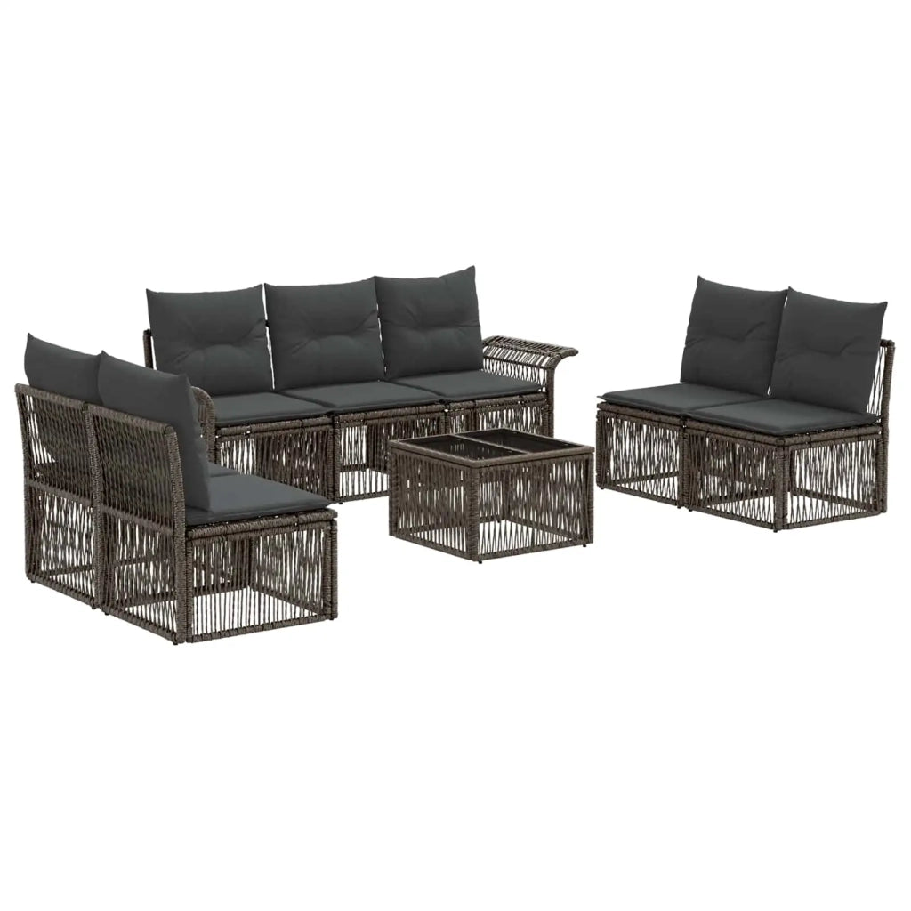 Set Divano da Giardino 8 pcs Grigio polyrattan